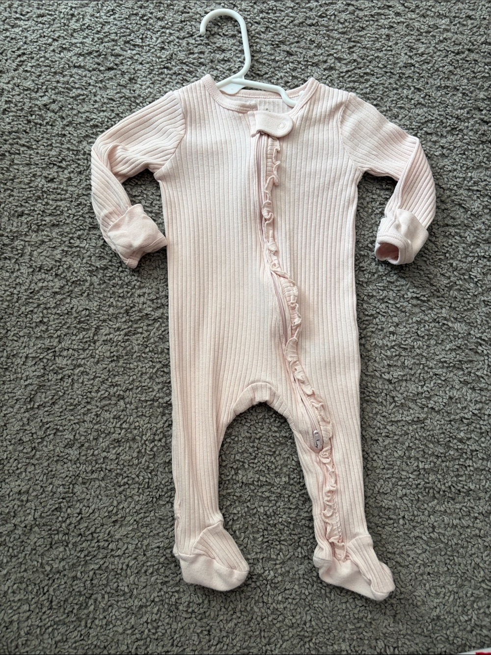 cloud island Soft Light Pink Ribbed Footed One-Piece